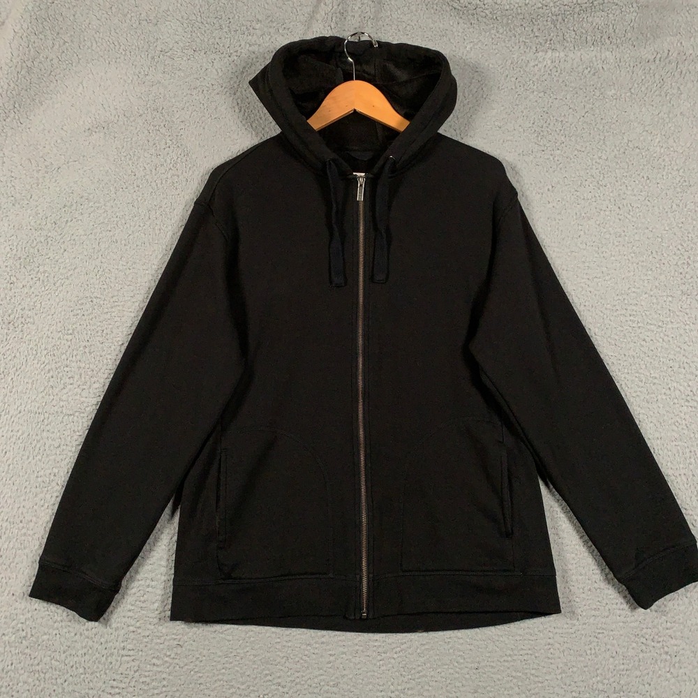 Ugg Elliott Hoodie Sweatshirt Mens Large L Black Zip Fleece Lined Cotton Stretch